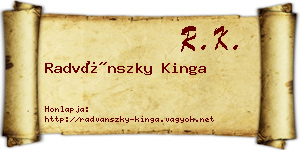 Radvánszky Kinga névjegykártya