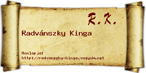 Radvánszky Kinga névjegykártya